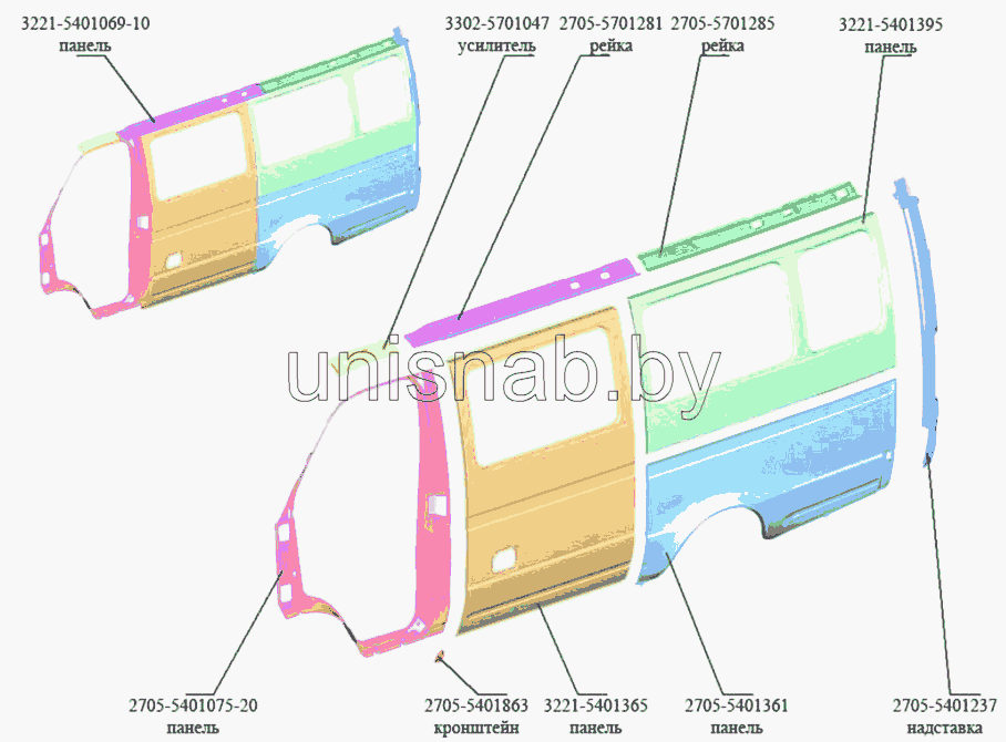 Газ 2705 схема кузова