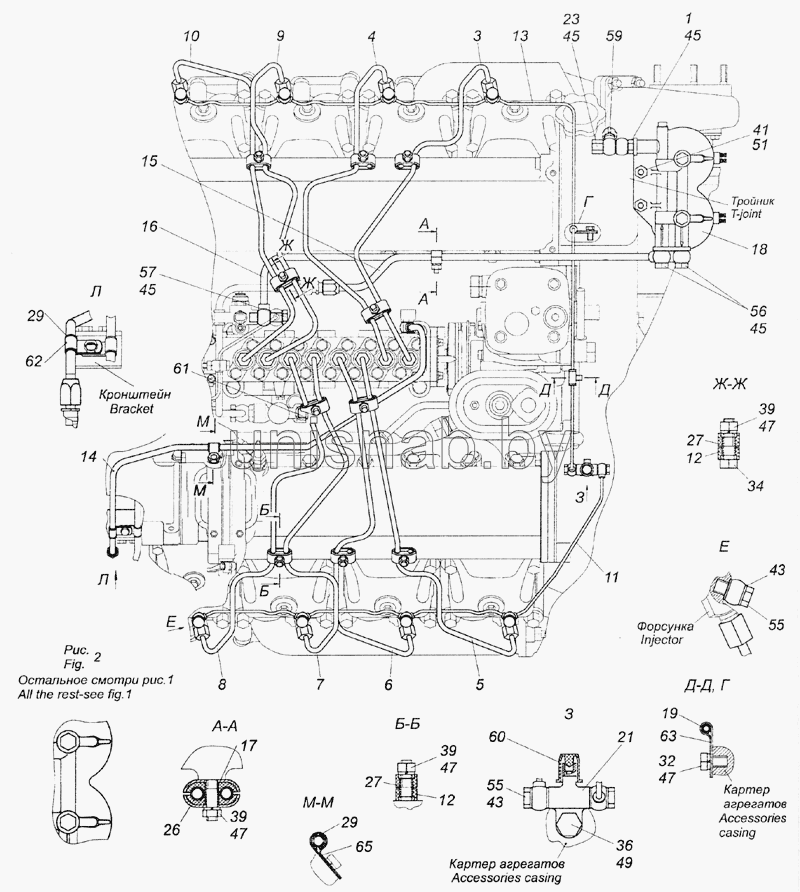 Схема топливных трубок камаз евро 3 бош