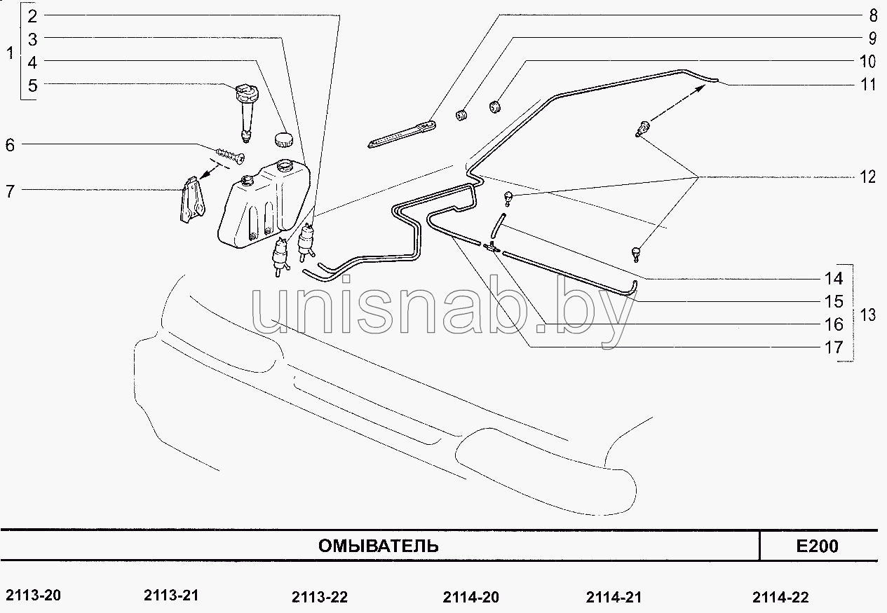 Насос омывателя ВАЗ 2108 схема